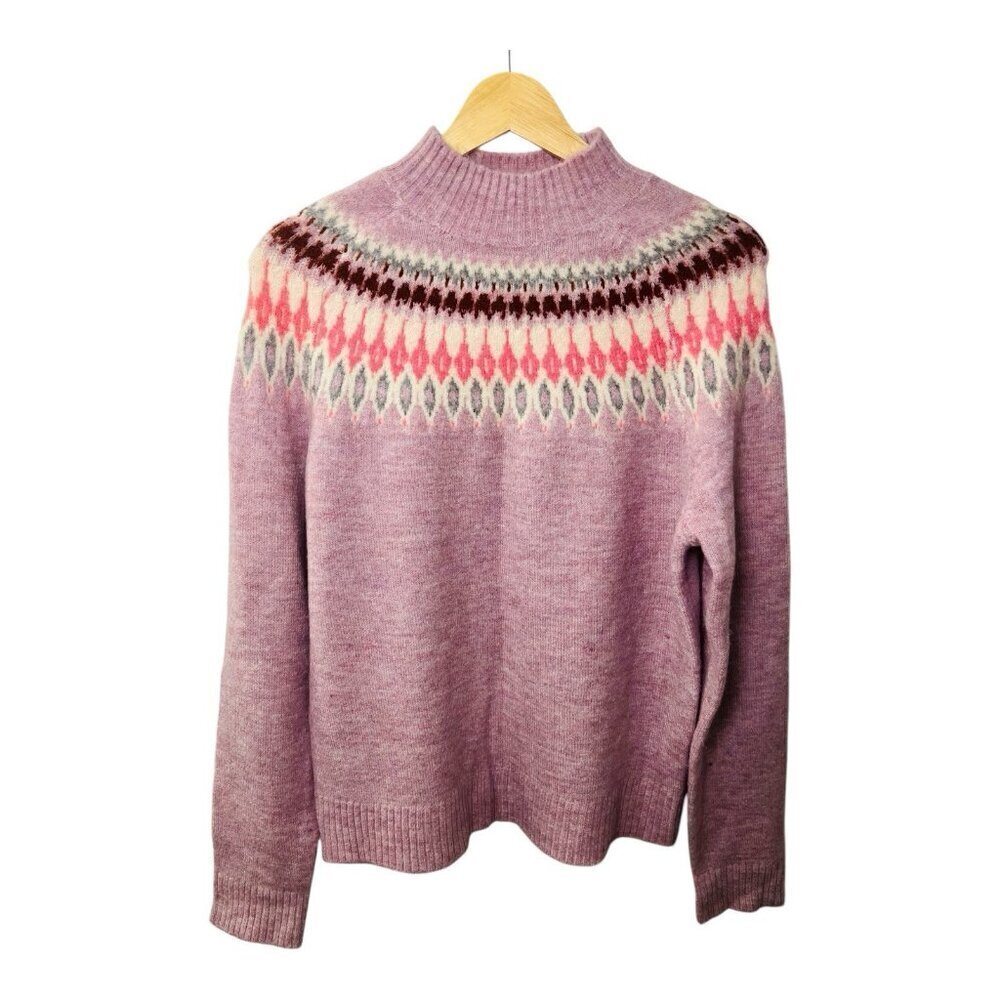 Gilli Women’s Fair Isle Purple Sweater Size Medium Mock Neck
